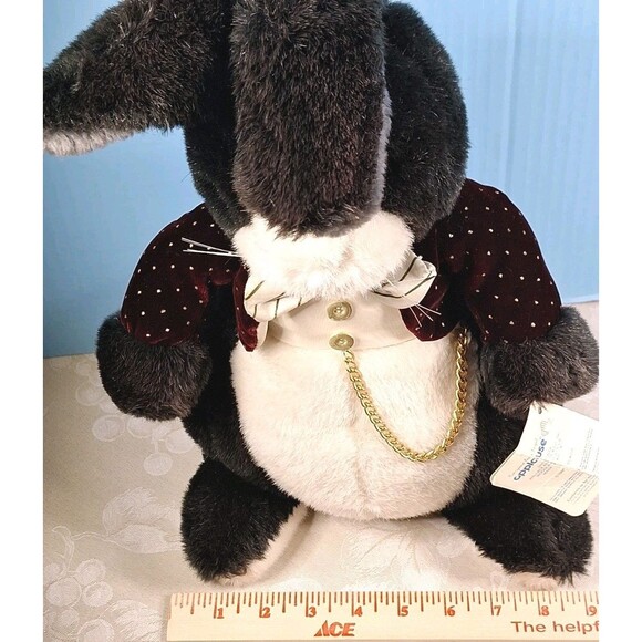 Applause VTG 1986 AFTER EIGHT Rabbit Plush Stuffed Animal Toy Tuxedo Bow Chain - Picture 11 of 12